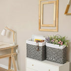Novabright Set of 2 Wicker Hanging Basket Grey Woven Wall Baskets with Handle Liners for Front Door Organizing Mail Flower Wall Storage Basket for Farmhouse Home Decor Kitchen Bathroom Toilet Tank Top - Image 3
