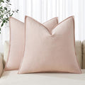 MIULEE Decorative Linen Euro Sham Pillow Covers 24x24 Light Pink by MIULEE