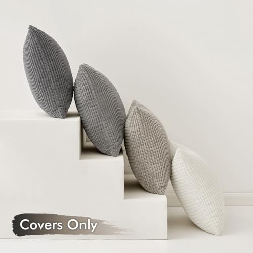 MIULEE Neutral Decorative Pillow Covers 20x20 Inch Set of 4 Modern Grey - Image 5