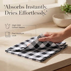 Urban Villa Cloth Napkins Cotton 20x20 (Set of 12) Black Cheks - Image 3