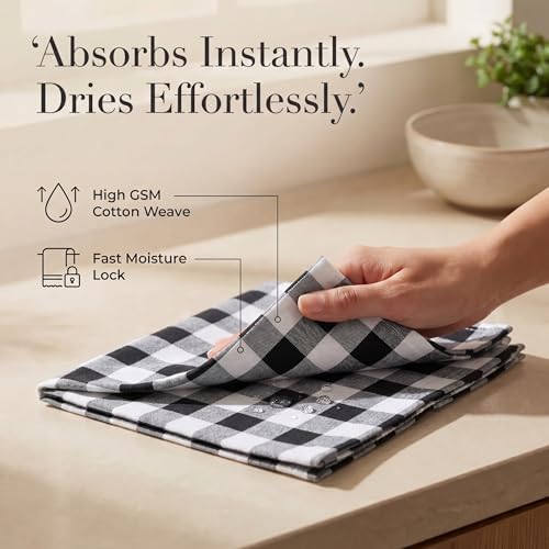 Urban Villa Cloth Napkins Cotton 20x20 (Set of 12) Black Cheks - Image 3