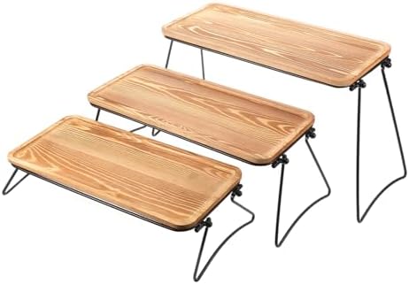 Wood Serving Tray Set, Tiered Structure, Coffee Color, Easy Assembly by Ciieeo