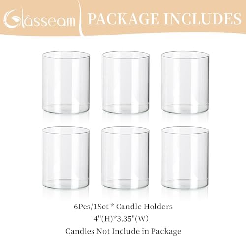 Glasseam Hurricane Glass Candle Holder 6Pcs Cylinder Vases for Centerpiece - Image 6