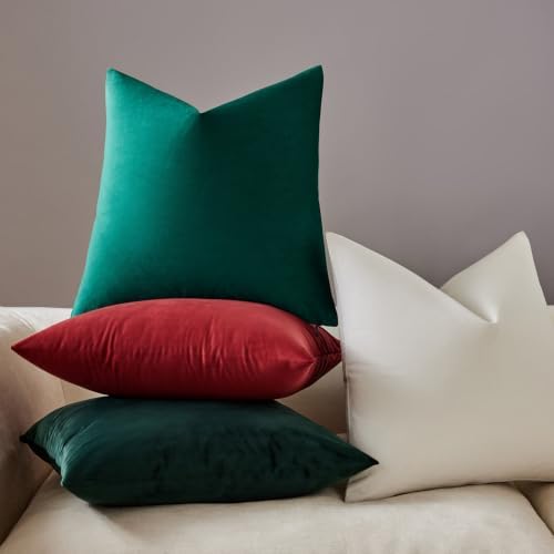 JUSPURBET 28x28 Euro Velvet Throw Pillow Covers Set of 2,Burgundy - Image 6