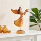 Hand-Painted Resin Angel Statue with Bird and Autumn Leaf, Warm Fall Home Decor Figurine for Shelf, Tabletop, Office Desk, Cozy Living Room Decoration, Ideal Thanksgiving Decorations - Image 3