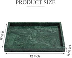 YMXYJM Real Natural Marble Tray for Bathroom, Genuine Marble Stone Vanity Tray, Luxury Storage Trays for Kitchen, Vanity, Home Decor, Dresser, Non-Resin/Non-Ceramic, 12"x 8"x 1.2", Dark Green - Image 2