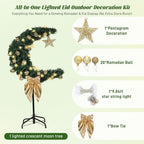 3 FT Eid Ramadan Moon Tree, Lighted Crescent Artificial Tree with LED Star String, Garden Decor Outdoor Lights,Islamic Decoration for Garden, Indoor, Home, Party Decor(Green) - Image 2