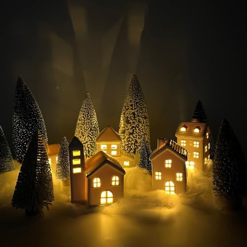 White Ceramic Christmas Village Houses Christmas Decorations Indoor (Style 1) - Image 6