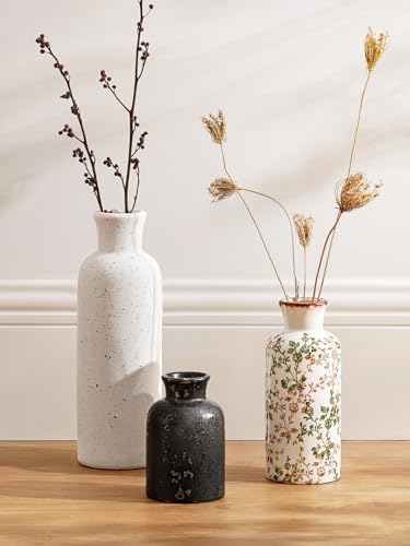 LE TAUCI Ceramic Vase Set of 3, Black Speckled Flower Vases for Fresh or Dried Flowers, Modern Farmhouse Home Decor for Coffee Table, Mantel, Shelf, Entryway, Distressed Iron Black - Image 2