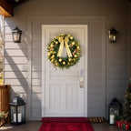 VINGLI 36 Inch Prelit Christmas Wreath, Lighted Christmas Wreath for Front Door, Window, Fireplaces, Indoor Decorate, with 100 LED Lights, 350 Tips, Bow, Pine Cones, Gold Ornaments (Plug-in) - Image 5