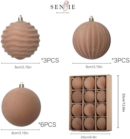 3.15In Velvet Ornaments for Christmas Tree,12Pcs Christmas Ornaments Set - Image 4