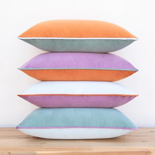 MONDAY MOOSE Decorative Throw Pillow Covers Cushion Cases, Set of 4 Soft Velvet Modern Double-Sided Designs, Mix and Match for Home Decor, Pillow Inserts Not Included (12x20 inch, Purple/Teal) - Image 5