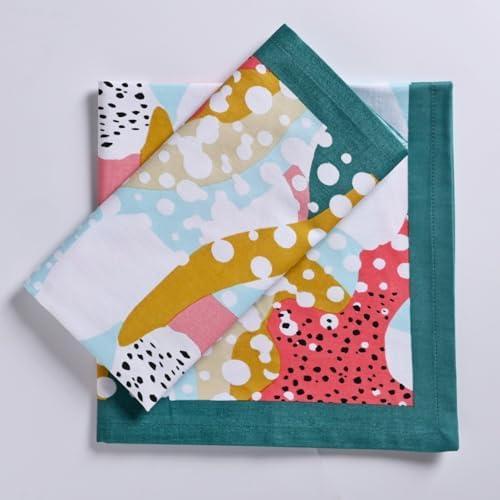 FINGERCRAFT Cloth Napkins Set of 12, 100% Cotton, 20x20 Inch Pastel Splash - Image 2
