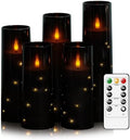kakoya Flameless LED Candles with Timer 5 Pc Flickering Flameless Candles for Romantic Ambiance and Home Decoration Stable Acrylic Shell,with Embedded Star String,Battery Operated Candles（Black） by FLAMELESSCANDLES