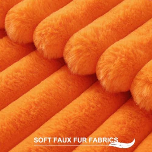 Pallene Faux Fur Fall Throw Pillow Covers 24x24 Set of 2, Burnt Orange - Image 2
