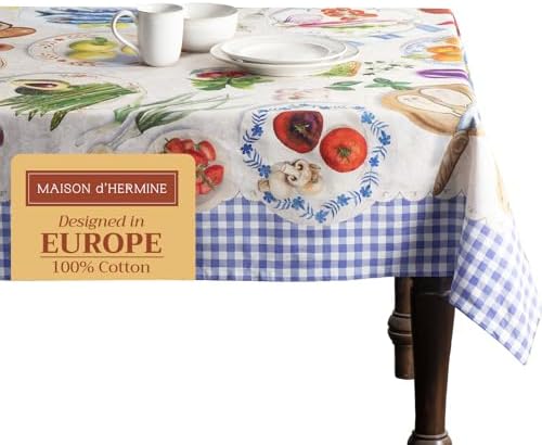 Maison d' Hermine Table Cloth Rectangle Table Reusable 100% Cotton 70"x90" by MaisondHermine