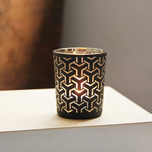 SHMILMH Black Gold Glass Votive Candle Holders Set of 12 - Image 4