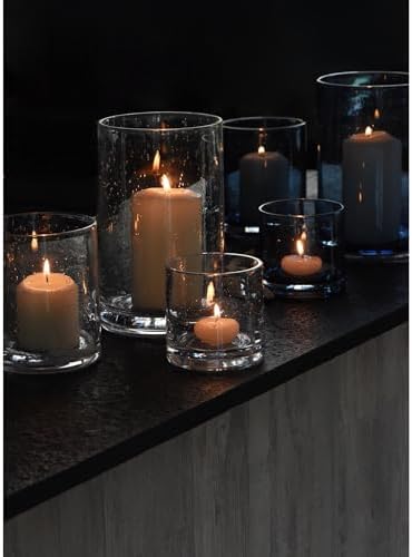 Glass Candle Holders Set 3,Clear Bubbles Cylinder 8/5/3 Inch - Image 4