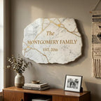 Personalized Family Name Sign, Custom Faux Marble Wall Decor, Kintsugi Gold Vein Plaque, Flat MDF Board with Realistic 3D Print (Not Real Stone or Gold Foil), Elegant Housewarming Gift - Image 4