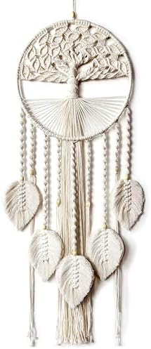 Large Tree of Life Dream Catchers, Macrame Wall Hanging Boho Handmade Woven Dream Catcher Macrame Wall Decor Art for Adults Boys Girls Bedroom Wedding Party Decor, Festival Blessing Gift（Light Beige） by Unknown