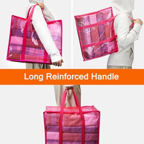 Vieshful Pink 40L Clear Clothes Storage Bag with Zipper 5 Pack - Image 4