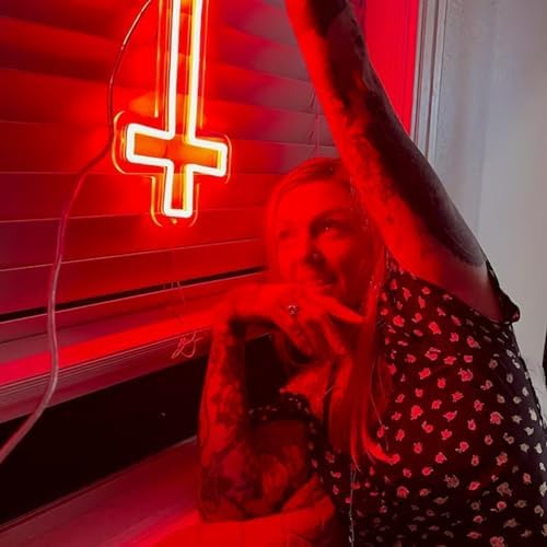 Jesus Cross Neon Sign Red Led Cross Lights Wall Decor Art Lamp Light-Upside Down Light Up Sign for Home Bedroom Christian Religious Room Easter Christmas - Image 4