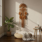 Tree of Life Macrame Wall Hanging Boho Dream Catcher Tapestry, Handmade Woven Wall Art for Bedroom Living Room Hallway Symbol of Growth Harmony Positive Energy Gift for Women - Brown - Image 4