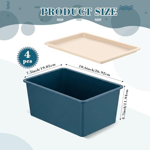 Menkxi 4 Pcs Storage Bins with Lids, Blue, Small - Image 2