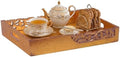 Mela Artisans Flourish Mango Wood Serving Tray - Distressed Gold, 16 in by MelaArtisans