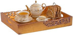 Mela Artisans Flourish Mango Wood Serving Tray - Distressed Gold, 16 in by MelaArtisans