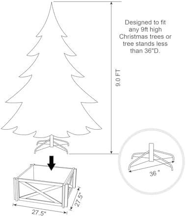 Glitzhome Christmas Tree Collar, 27.5" L Farmhouse Handcrafted Wooden Tree Collar Tree Base Cover Christmas Tree Skirt Collar, Red - Image 4