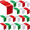 Preboun 30 Pack Red Green and White Table Runner Christmas Satin Table Runners Bulk 12 x 108 Inch Long Satin Silky Xmas Table Runner for Wedding Banquet Graduations Birthday Party Decoration by Preboun