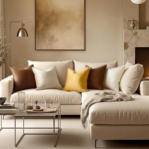 MIULEE Decorative Brown Velvet Euro Sham Throw Pillow Covers 26x26 Inch - Image 2