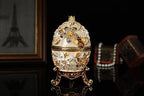 QIFU Pearl White 5.7”H Easter Egg Replics Hand Painted Enameled Jeweled Trinket Box Hinged Unique Gift for Home Decor - Image 5