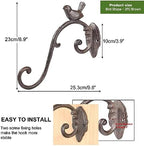 Sungmor Cast Iron Plant Hanger Wall Hooks - Bird Shape & Brown & 2PC - Image 6