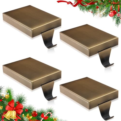 Zonon 4 Pcs Christmas Stocking Holders for Mantle, Bronze by Zonon
