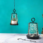 6" & 4" Wide Modern Farmhouse Metal Hurricane Candle Holder with Handmade Sturdy Glass Sleeve in Black for Pillar Candle & Plants, Glass Hurricane Lantern, Industrial, Minimalistic - Image 6
