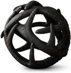Decorative Entwined Antler Ball Sphere Rustic Accent Tabletop Orb Sculpture by Unknown