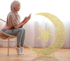 Glooglitter Pre-lit Eid Mubarak Decorations for Home Metal Eid Star Moon Crescent Light Ramadan Decorations Outdoor Lighted Night Lamp Sign with LED String for Yard Lawn Pathway - Image 5