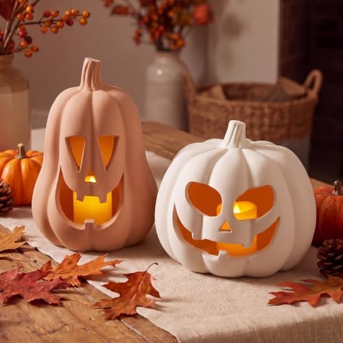 Tioncy Halloween Decor Terracotta Jack O Lantern Pumpkin Decor,Stylish by Tioncy