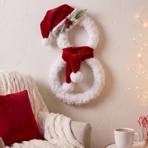 20" Christmas Snowman Farmhouse Wreath Xmas Door Decor - Image 4