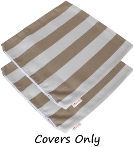 Outdoor/Indoor Sunbrella Throw Pillow Cover Only Square Set of 2 Pieces 20 inch x 20 inch Maxim Heather Beige Stripe - Insert Not Included - Image 2