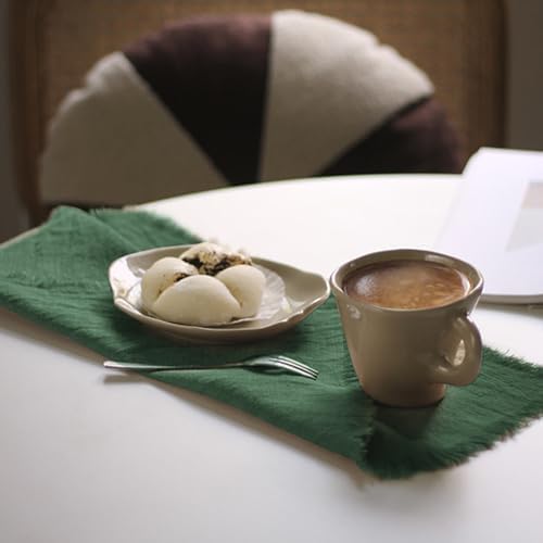 Handmade Cloth Napkins 100% Cotton Napkins with Fringe，Delicate Handmade Cloth Napkins for Dinners, Parties, Weddings and More，18 x 18 Inch Set of 12 - Green - Image 5