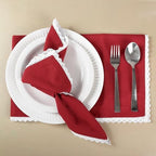 FINGERCRAFT Lace Cloth Napkins, 100% Cotton, 12 Pack, 20x20 Inch, Tango Red - Image 3
