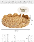 StorageWorks Elliptical Wicker Scalloped Tray, Water Hyacinth Rattan Trays - Image 2