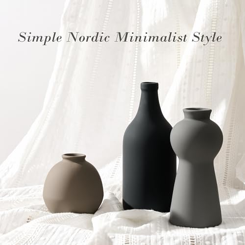 Ceramic Vase Set of 3, Nordic Minimalist Multicolor Vases Home Decor, Rustic Farmhouse Decor Pottery Vases for Bouquet Pampas Grass Dried Fresh Flowers, Living Room, Kitchen, Bedroom, Entryway Mantel - Image 7