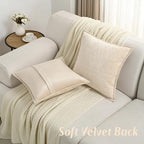 FUTEI Pack of 2 Chenille Soft Throw Pillow Covers 26x26 Inch, Beige - Image 5