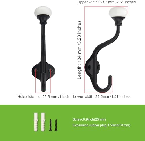 TUNNY Coat Hooks - 5 Pack Matte Black Towel Hooks Robe Hooks Decorative Wall Hooks for Bathroom Bedroom Kitchen Towel Robe Clothes Cabinet Closet Bathroom Hardware - Image 3
