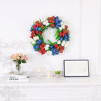 U'Artlines 20 Inch Tulip Patriotic Wreath for Front Door, Red White Blue - Image 5