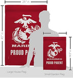 Proud Marine Parent Garden House Flag - Kit Armed Forces Corps USMC Semper Fi United State American Military Veteran Retire Official - Banner Small Yard Gift Double-Sided Made in USA 28 X 40 - Image 2